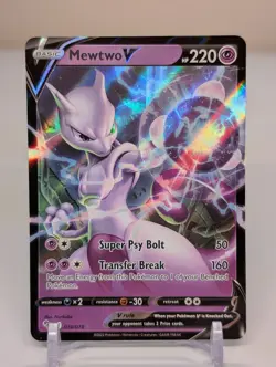 Mewtwo V 30/78 White Star Rare Rainbow Holo Pokemon Go 2022 NM - Image 1