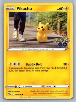 Pikachu 27/78 Pokemon Go Common Pokemon TCG 2022 - Image 1