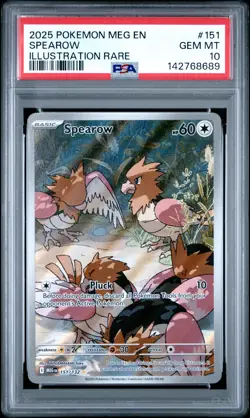 2025 POKEMON MEG EN-MEGA EVOLUTION ILLUSTRATION RARE #151 SPEAROW PSA 10 - Image 1
