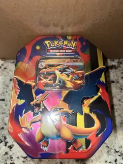 Pokemon Mega Charizard Tin (Mega Charizard Y) IN HAND NEW Factory Sealed - Image 1