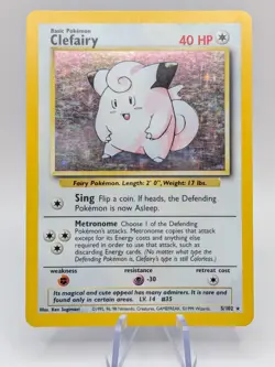 Pokemon TCG Base Set Clefairy Holo Card 5/102 - MP Condition - Image 1