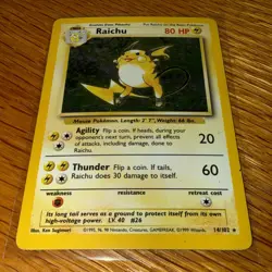 Pokemon TCG Card Raichu Base Set Holo Rare Card 14/102 HP - Image 1