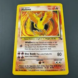 Pokemon Moltres 70HP Fossil 12/62 Holo Rare Basic Card Unlimited - Image 1