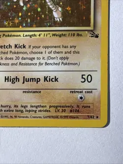 Hitmonlee 7/62 Fossil Holo Pokemon TCG MP Awesome Card 🔥 - Image 4