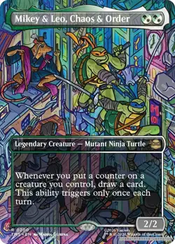 TCG MTG Mikey & Leo, Chaos & Order (Borderless) [TMT - 200] - NM [Normal] - Image 1