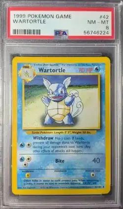 Wartortle 42/102 Base Set Unlimited 1999 Pokemon Game Graded PSA 8 - NM - Image 1