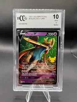 2021 Pokemon TCG 25th Celebrations #16 Zacian V - BCCG GEM MINT 10! 16/25 -368 - Image 1