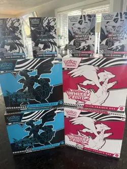 pokemon tcg 2 white flare etb, 2 Black Bolt Etb, 4 Booster Bundles - Image 1