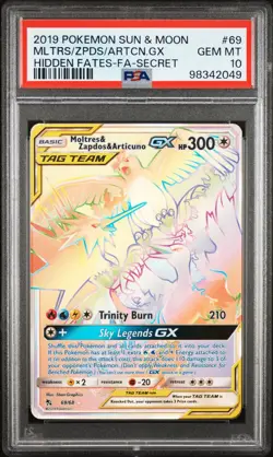 Pokemon 2019 Moltres Zapdos Articuno GX 69/68 Hidden Fates GEM MINT PSA 10 - Image 1