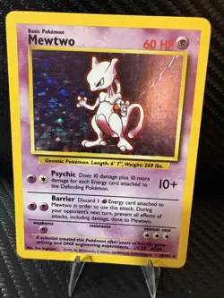 1999 Pokemon Base Set Mewtwo Holo 10/102 WOTC MP Vintage Holo Rare - Image 1