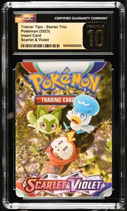 BLACK LABEL CGC 10 Pristine Starter Trio SV Trainer Tips Full Art Insert Pokemon - Image 1