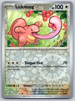 Lickitung - Reverse Holo - Scarlet Violet 151 MEW 108/165 Pokemon TCG Card NM - Image 1