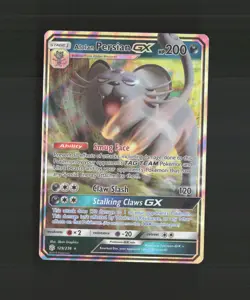 Alolan Persian GX 129/236 Cosmic Eclipse Ultra Rare Holo Pokemon Card NM - Image 1