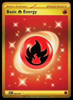 Basic Fire Energy 230/197 Holo Secret Rare Obsidian Flames Pokemon Card - Image 1