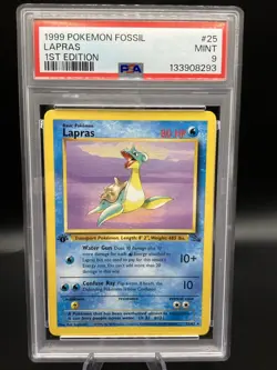 1999 Pokemon Fossil 1st Edition Lapras 25/62 Non Holo PSA 9 MINT - Image 1