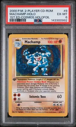 2000 POKEMON 2-PLAYER CD-ROM STARTER SET 1ST ED COSMOS FOIL MACHAMP-HOLO PSA 6 - Image 1