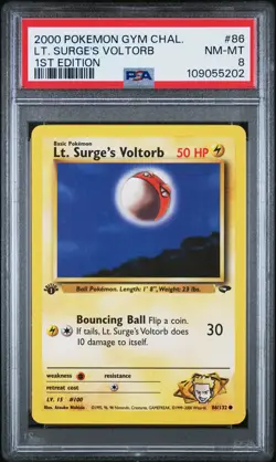 Pokemon TCG Lt. Surge'S Voltorb Pokemon Gym Challenge 86 PSA 8 - Image 1