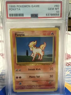 1999 Pokemon Game Ponyta Base Set PSA 10 60/102 - Image 1