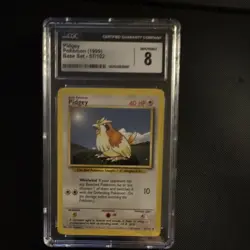Pokemon TCG Pidgey 057/102 Base Set Shadowless 1st Edition Regular CGC 8 - Image 1