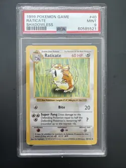1999 Pokemon Game Raticate Shadowless Mint 9 - Image 1