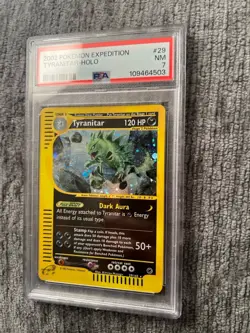 2002 Pokemon TYRANITAR #29/165 Expedition - Cosmos Holo Rare English PSA 7 - Image 2