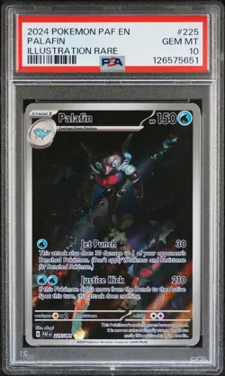2024 POKEMON PAF EN-PALDEAN FATES ILLUSTRATION RARE #225 PALAFIN PSA 10 - Image 1