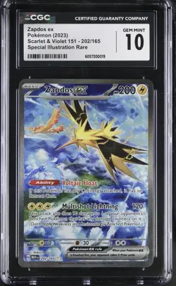 Pokemon Zapdos ex 202/165 SIR Pokemon 151 PSA CGC 10 Gem Mint! - Image 2