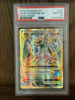 Pokemon XY Evolutions 2016 Full Art M Mega Charizard EX 101/108 PSA 10 Gem Mint - Image 1