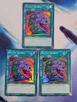 YuGiOh! Pot of Desires RA01-EN056 Super Rare x 3 PLAYSET 1st Ed - Image 1