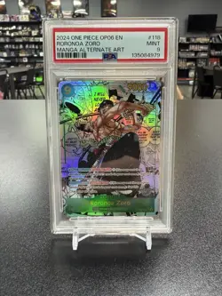 EN One Piece TCG Manga Roronoa Zoro Card OP06-118 Wings Of The Captain PSA 9 - Image 1