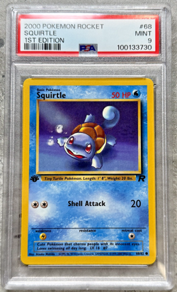 Pokemon Card 1st Edition Squirtle PSA 9 Mint, Team Rocket Set #68, WOTC 2000 - Image 1