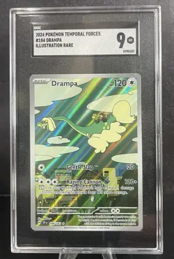 2024 Pokemon Temporal Forces Holo #184/162 DRAMPA Illustration Rare SGC 9 MT - Image 1