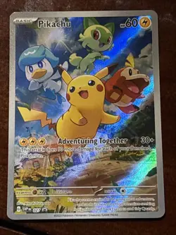 Pokemon Paldea Evolved ETB Promo Pikachu 027 Illustration Holo - Image 1