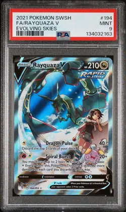 2021 Pokemon Evolving Skies Rayquaza V Alt Art 194 PSA 9 Mint - Image 1