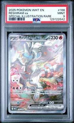 2025 POKEMON WHT EN-WHITE FLARE SPECIAL ILLUSTRATION RARE #166 RESHIRAM EX PSA 9 - Image 1