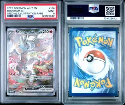2025 POKEMON WHT EN-WHITE FLARE SPECIAL ILLUSTRATION RARE #166 RESHIRAM EX PSA 9 - Image 3