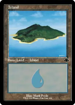 Island (404) - Foil - Retro Frame Magic mtg Heavy Play, English Dominaria Remast - Image 1