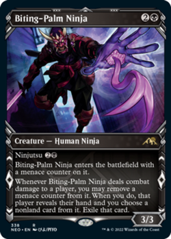 MTG Biting-Palm Ninja - Foil - Showcase, Kamigawa: Neon Dynasty, Lightly Played, - Image 1