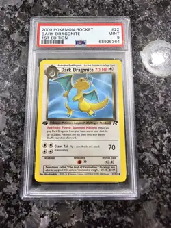 2000 Pokemon Team Rocket 1st Edition #22 Dark Dragonite Non Holo PSA 9 First - Image 1