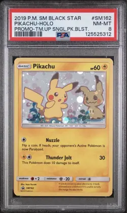 Pokemon Pikachu 2019 SM162 Sun & Moon Black Star Promo Holo Card TCG PSA 8 - Image 1