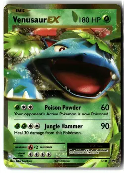 Venusaur EX ⭐ 1/108 Holo Rare EX Evolutions 2016 Pokemon NM/LP - Image 1