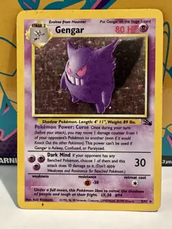 Gengar 5/62 Holo Rare Fossil Unlimited Pokemon TCG MP - Image 1