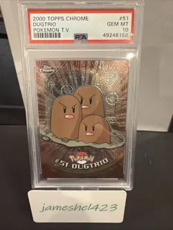 2000 TOPPS CHROME POKEMON T.V. #51 DUGTRIO PSA 10 - Image 1
