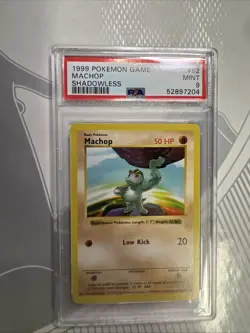 1999 POKEMON BASE SET SHADOWLESS #52 MACHOP PSA 9 - Image 1