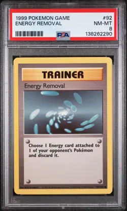 PSA 8 ENERGY REMOVAL 92 BASE SET POKEMON MJ - Image 1