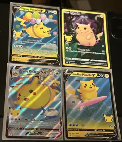 Pokemon Celebrations Foil Lot 4 Cards Pikachu Flying Pikachu V English - Image 1