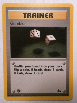 Gambler Pokemon 1st Edition Card - Fossil Trainer - NP - Image 1