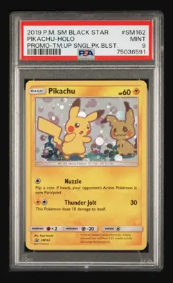 Pikachu SM162 Sun and Moon Black Star Promo Card PSA 9 ⚡ - Image 1