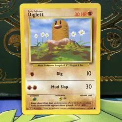 1999 Pokemon Base Set Diglett 47/102 Error Misprint Sideways Fighting Energy LP+ - Image 1