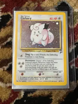 Vintage Pokemon TCG Card Clefairy Base Set 2 6/130 Unlimited Holo Rare WOTC LP - Image 1